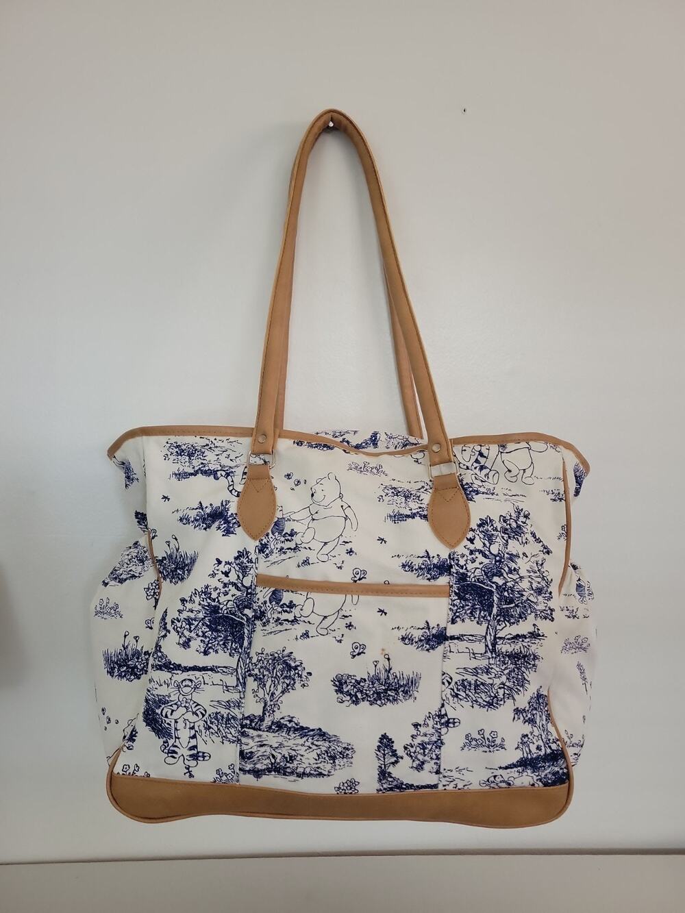 Disney Winnie The Pooh Diaper Bag Purse Vintage Looking Pattern Blue Used